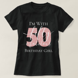 Personalized Rose Gold Fifty Fab Birthday Glitter T-Shirt