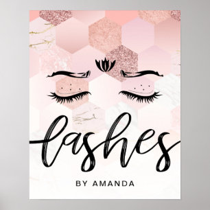 Personalized Rose Gold Lashes Salon Poster