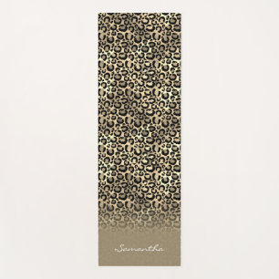 Personalized Rose Gold Leopard Spots Animal Print Yoga Mat
