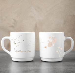 Personalized Rose Gold Line Art Mindfulness Quote  Coffee Mug