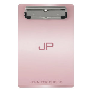 Personalized Rose Gold Monogram Template Classic Mini Clipboard