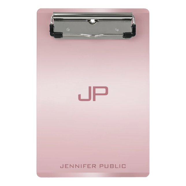 Personalized Rose Gold Monogram Template Classic Mini Clipboard (Front)