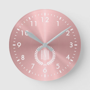 Personalized Rose Gold Stainless Steel Metallic Round Clock