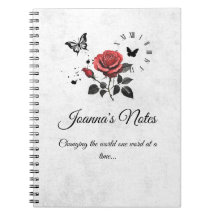 Personalized Rose, Ink & Time Spiral Notebook