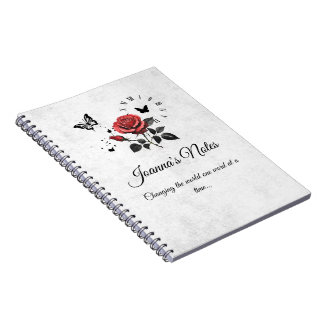 Personalized Rose, Ink & Time Spiral Notebook