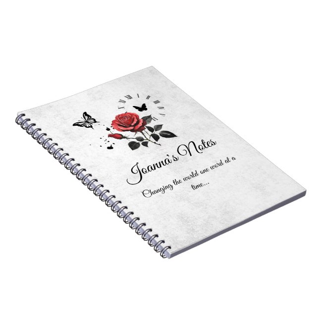 Personalized Rose, Ink & Time Spiral Notebook (Right Side)