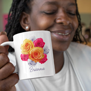 Personalized Roses In Bloom Motif Mug