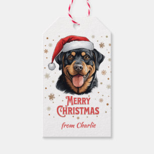 Personalized Rottweiler Dog Merry Christmas Gift Tags