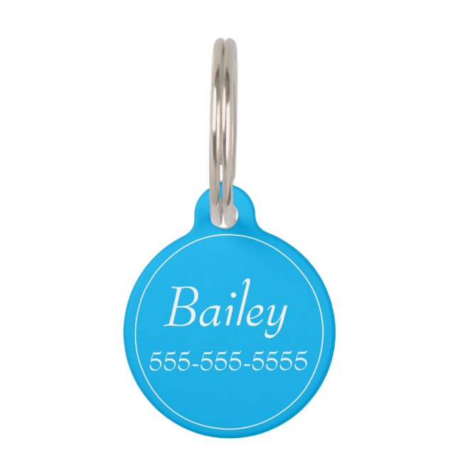 Personalized Round Pets ID Tag - Blue (Front)