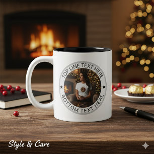 Personalized Round Photo Text Mark Gift Two-Tone Coffee Mug