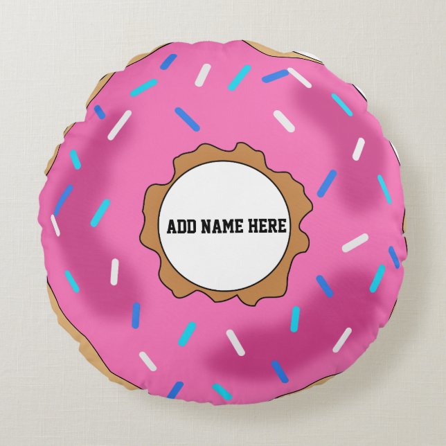 PERSONALIZED ROUND PINK DONUT PILLOW (Front)