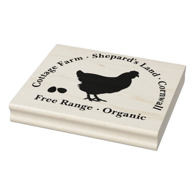 Personalized Rubber Stamp - Free Range Eggs (Stamp)