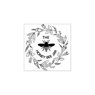 Personalized Rubber Stamp - HoneyBee Jar
