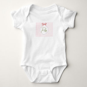 Personalized Ruby Baby Girl Nursery Bow&Gingham Bodysuit