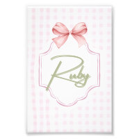 Personalized Ruby Baby Girl Nursery Bow&Gingham