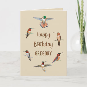 Personalized Rufous Hummingbirds Birthday Card