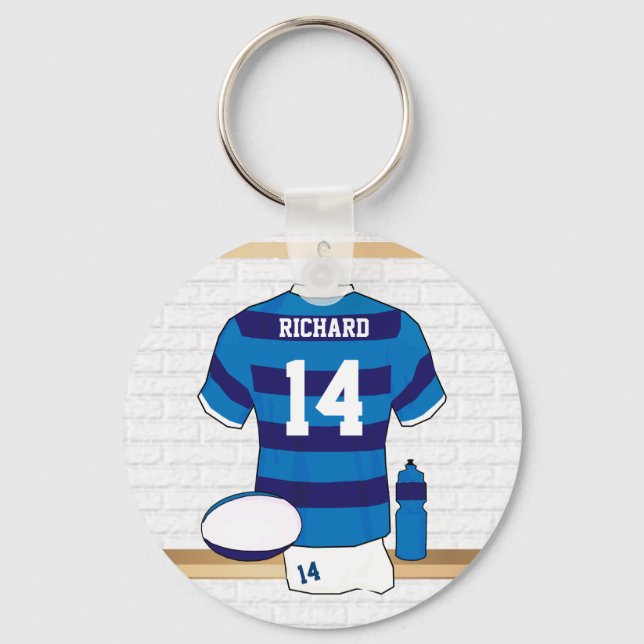 Personalized Rugby Jersey in locker room Key Ring (Front)