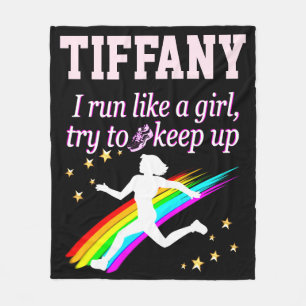 PERSONALIZED RUN LIKE A GIRL FLEECE BLANKET