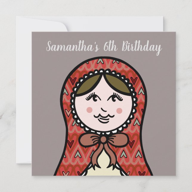 Personalized Russian Doll Matryoshka Invitation (Front)