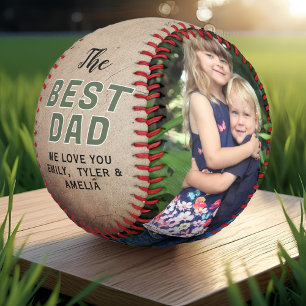 Personalized Rustic Best Dad Photo Father’s Day Baseball