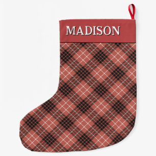 Personalized Rustic Christmas Red Plaid Pattern Large Christmas Stocking