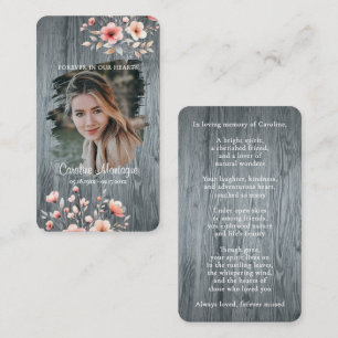 Personalized Rustic Floral Photo Memorial Card