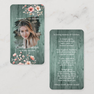 Personalized Rustic Floral Photo Memorial Card