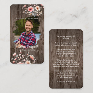 Personalized Rustic Floral Photo Memorial Card