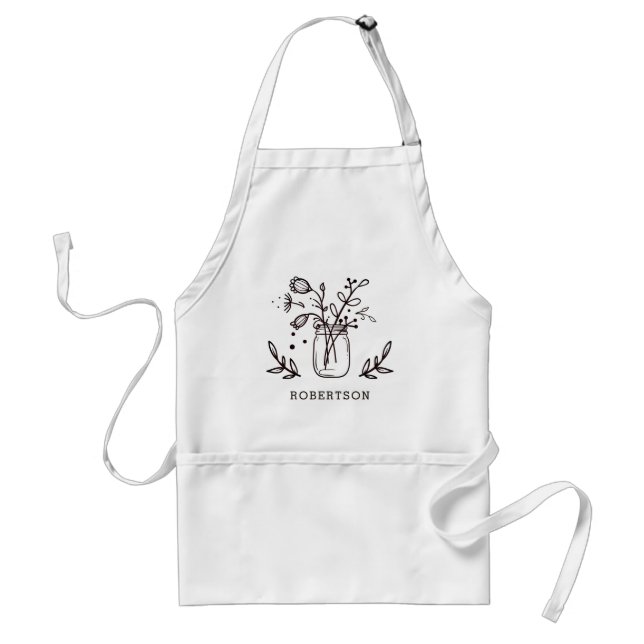 Personalized Rustic Mason Jar Flowers Standard Apron (Front)