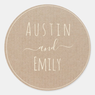 Personalized Rustic Modern Boho Wedding  Classic  Classic Round Sticker