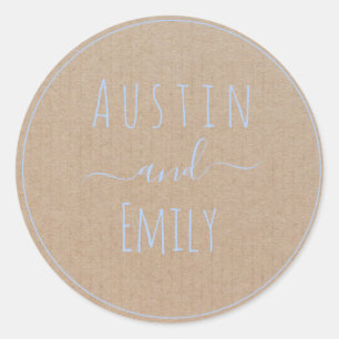 Personalized Rustic Modern Boho Wedding Classic Classic Round Sticker