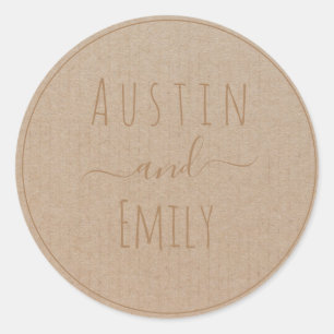 Personalized Rustic Modern Boho Wedding Classic Ro Classic Round Sticker