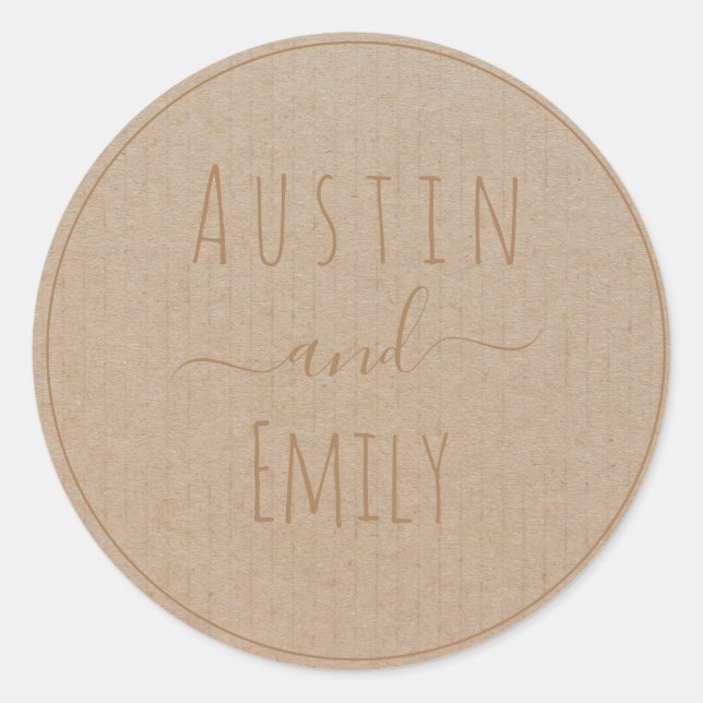 Personalized Rustic Modern Boho Wedding Classic Ro Classic Round Sticker (Front)