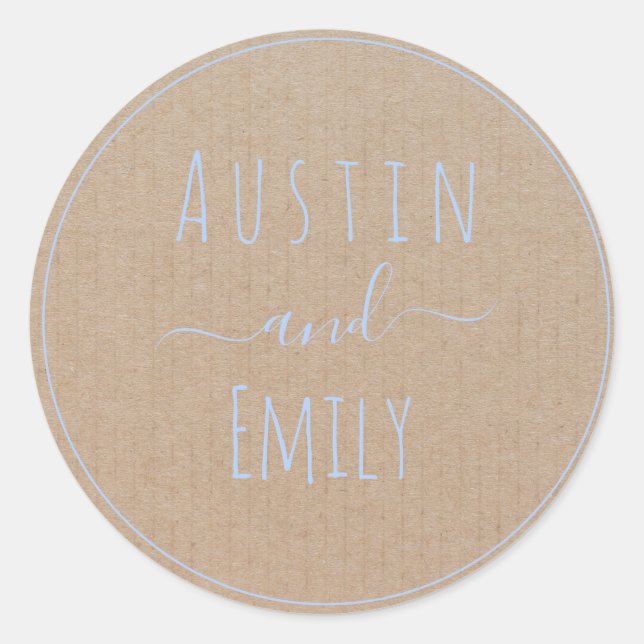 Personalized Rustic Modern Boho Wedding   Classic  Round Sticker (Front)