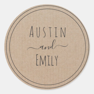 Personalized Rustic Modern Boho Wedding Classic Round Sticker