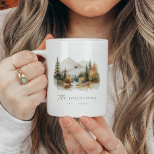 Personalized Rustic Mountain Family Name Est Mug