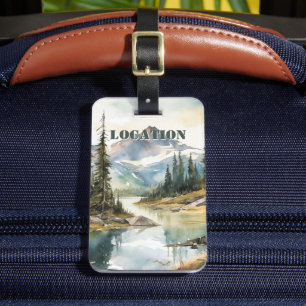 Personalized Rustic Mountain  Luggage Tag