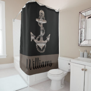 Personalized rustic nautical ANCHOR   Shower Curtain