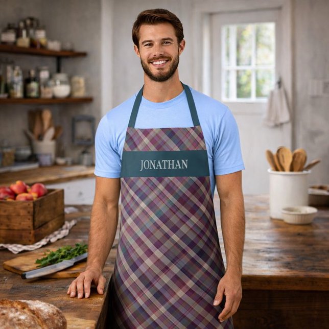 Personalized Rustic Plaid Tartan Cooking Grilling Apron (Creator Uploaded)