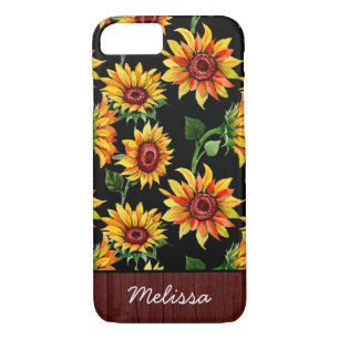 Personalized Rustic Sunflower Wood Name iPhone 8/7 Case