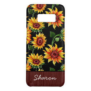 Personalized Rustic Sunflower Wood Name Case-Mate Samsung Galaxy S8 Case