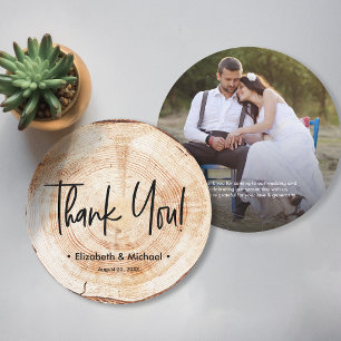 Personalized Rustic Wedding Wood Grain Photo Invitation