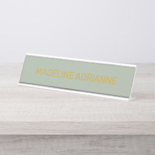 Personalized Sage & Gold Modern Desk Name Plate