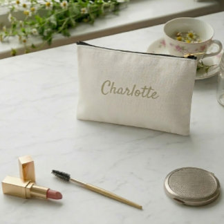 Personalized Sage Green Cottagecore Daisy Pattern Accessory Pouch