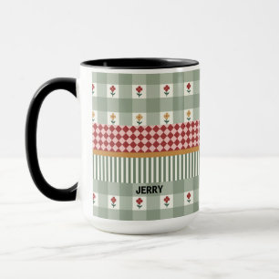 Personalized Sage Green Floral Name Mug