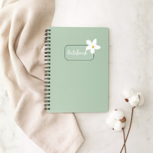 Personalized Sage Green Flower Spiral Notebook
