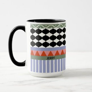 Personalized sage green geometric pattern mug