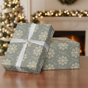 Personalized Sage Green Merry Christmas  Wrapping Paper