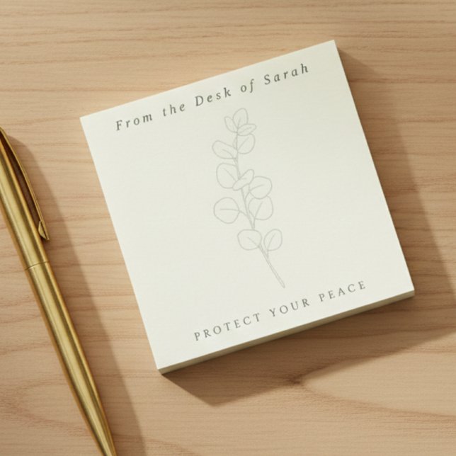 Personalized Sage Green Minimalist Daily Reminder Post-it Notes (Personalized From The Desk Of Protect Your Peace)