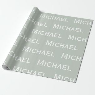 Personalized Sage Green Name Wrapping Paper